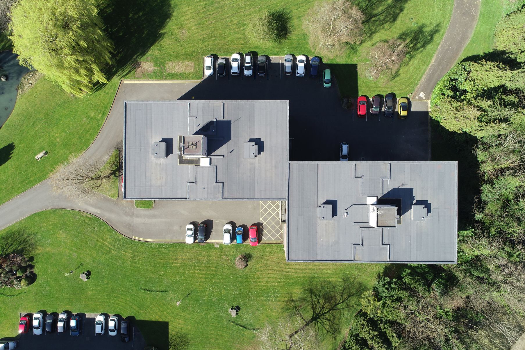 Aerial photo of roof taken from a drone