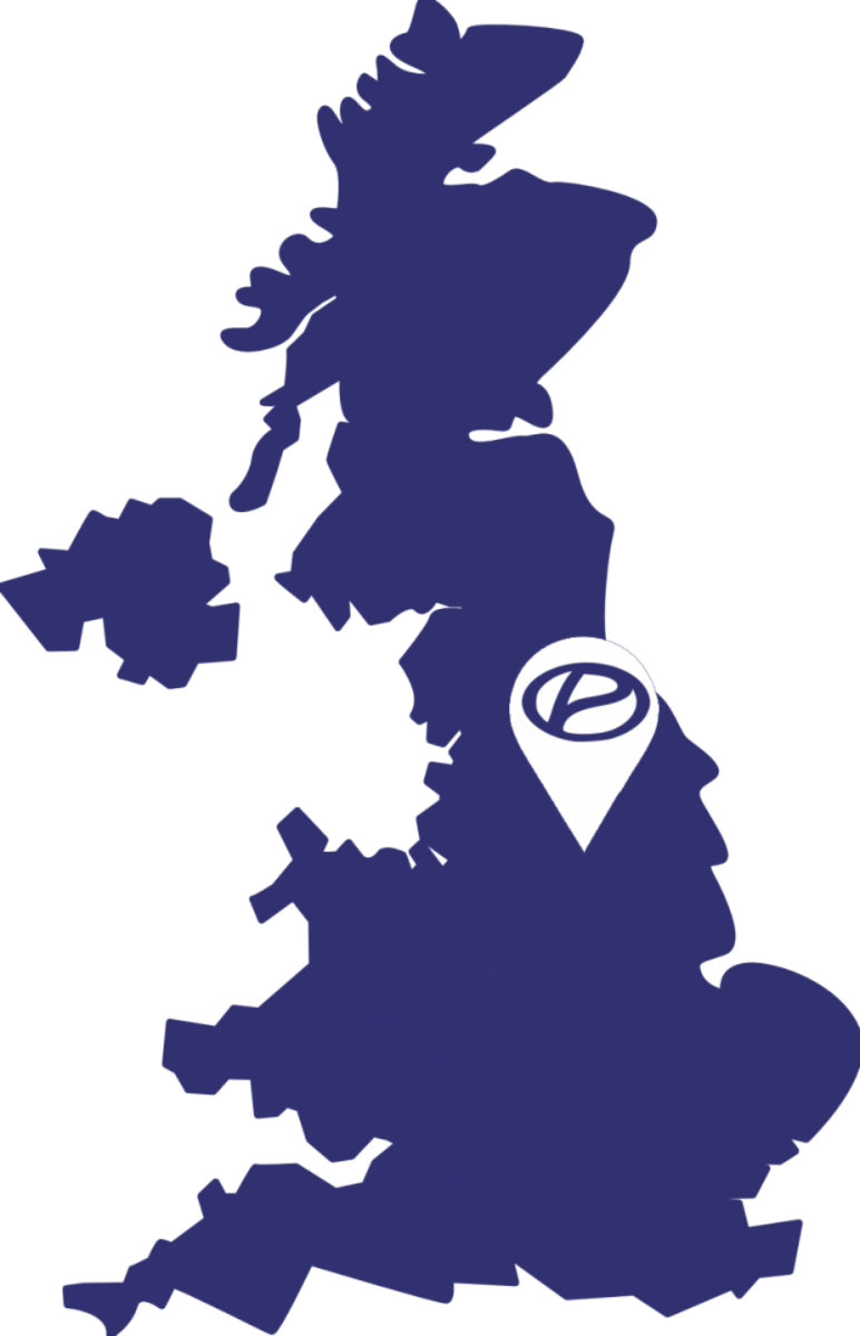 UK map with a pin on Edingburgh