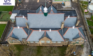 Drone image of pitched roof